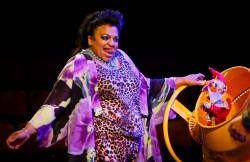 Rina Fatania as Mrs Peachum in Dead Dog in a Suitcase (and other love songs) at Liverpool Everyman (c) Steve Tanner (Large)